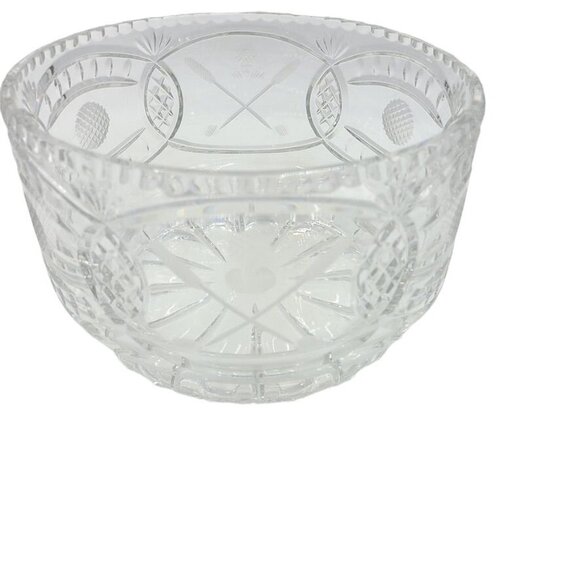 Golf Themed Bowl Par Excellence Hand Cut Glass 24% Lead Crystal 9” - Picture 9 of 16
